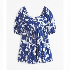 Abercrombie & Fitch Blue & White Floral Emerson Poplin Mini Dress – Size XS